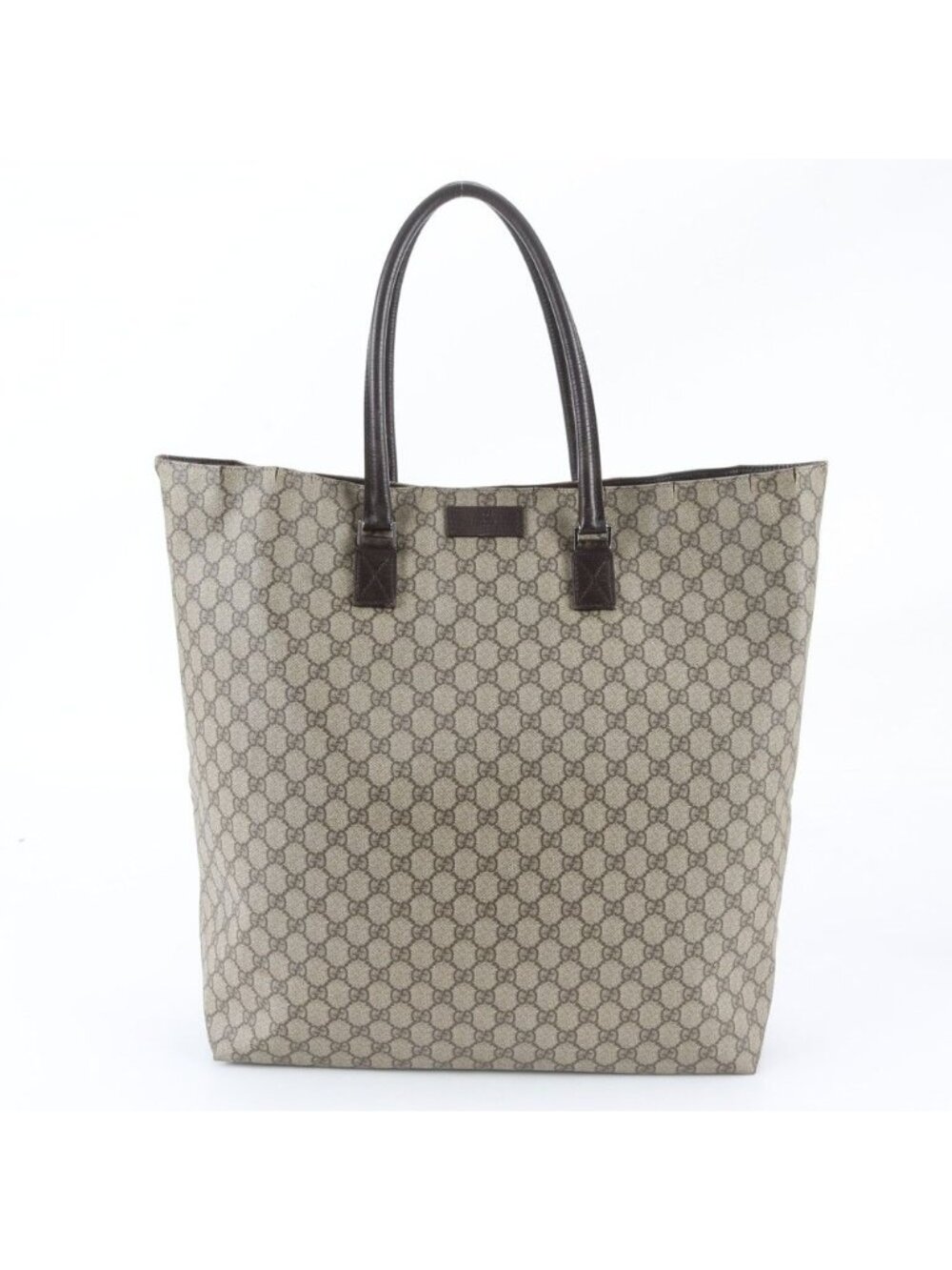 Gucci GG Supreme Leather Tote Shoulder Business Document Brown